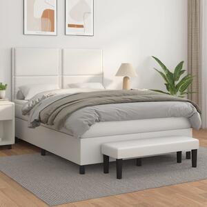 VidaXL Κρεβάτι Boxspring με Στρώμα Λευκό 140x200εκ.από Συνθετικό Δέρμα