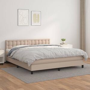 VidaXL Κρεβάτι Boxspring με Στρώμα Καπουτσίνο 180x200 εκ. Συνθ. Δέρμα