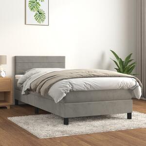 VidaXL Κρεβάτι Boxspring με Στρώμα Ανοιχτό Γκρι 90x200 εκ. Βελούδινο