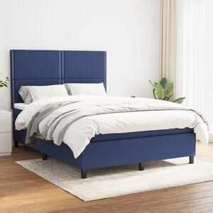 VidaXL Κρεβάτι Boxspring με Στρώμα Μπλε 140x200 εκ. Υφασμάτινο