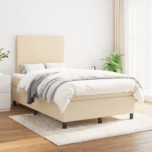 VidaXL Κρεβάτι Boxspring με Στρώμα Κρεμ 120x200 εκ. Υφασμάτινο