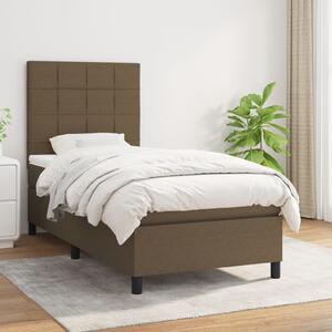 VidaXL Κρεβάτι Boxspring με Στρώμα Σκούρο Καφέ 90x190 εκ. Υφασμάτινο