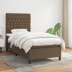 VidaXL Κρεβάτι Boxspring με Στρώμα Σκούρο Καφέ 100x200 εκ. Υφασμάτινο