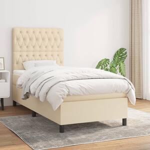 VidaXL Κρεβάτι Boxspring με Στρώμα Κρεμ 90x190 εκ.Υφασμάτινο