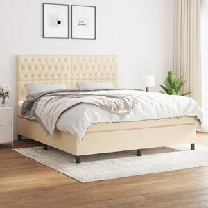 VidaXL Κρεβάτι Boxspring με Στρώμα Κρεμ 180x200 εκ. Υφασμάτινο