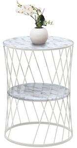 Tραπεζάκι Βοηθητικό Jaspin 0208961 32x32x44cm Marble Effect White