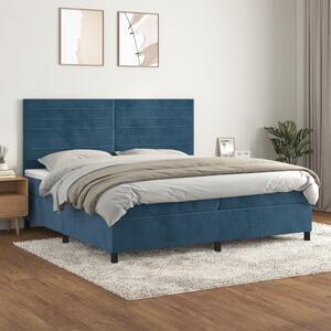 VidaXL Κρεβάτι Boxspring με Στρώμα Σκούρο Μπλε 200x200 εκ. Βελούδινο