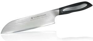 Μαχαίρι Santoku Flash FF-SA180 18cm Από Δαμασκηνό Ατσάλι Silver-Black Tojiro