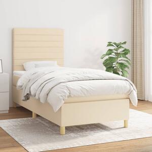 VidaXL Κρεβάτι Boxspring με Στρώμα Κρεμ 90x190 εκ.Υφασμάτινο