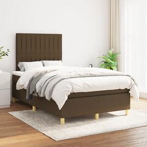 VidaXL Κρεβάτι Boxspring με Στρώμα Σκούρο Καφέ 120x200 εκ. Υφασμάτινο