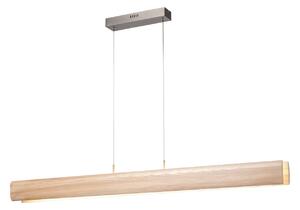 Brilliant LED κρεμαστή λάμπα Monterra, μήκος 100 cm, ανοιχτό καφέ, ξύλο, ρυθμιζόμενος, Ξύλου, Σαλόνι / τραπεζαρία, Ξύλο