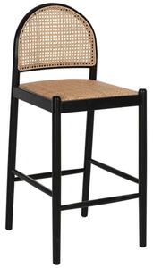 Σκαμπό Μπαρ HM9408.02 43,5x50x98cm Από Οξιά Rattan Αψίδα Πλάτη Black-Beige