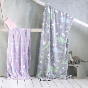 Κουβέρτα Παιδική Flannel Fleece Luminous Dinoland Grey Ρυθμός