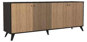 Μπουφές Flipter pakoworld μελαμίνης oak-μαύρο 182x40x78,6εκ