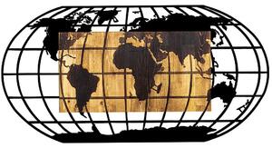 Διακοσμητικό Τοίχου World Map 899SKL2191 102x3x50cm Walnut-Black Wallity