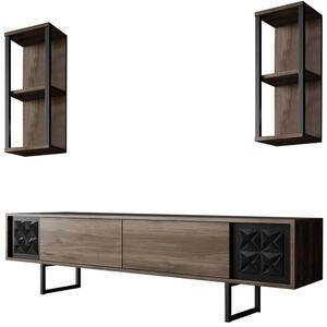 Σύνθεση Τηλεόρασης Black Line 618BLY1141 180x30x48cm Walnut-Black