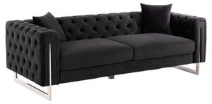 Καναπές Τ.Chesterfield Mobar HM3263.04 212x87x68cm Πόδια Μεταλλικά & Βελούδο Black