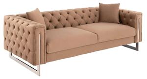 Καναπές Τ.Chesterfield Mobar HM3263.03 212x87x68cm Πόδια Μεταλλικά & Βελούδο Beige