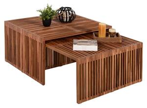 Τραπέζια Σαλονιού (Σετ 2Τμχ) Nya HM9546 86x79x46cm Από Teak Ξύλο Natural