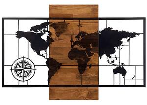 Διακοσμητικό Τοίχου World Map 279ENZ1744 85x58cm Walnut-Black Wallity