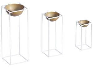 Κασπώ (Σετ 3Τμχ) 247HFM1171 28x28x80/22x22x60/17x17x40cm White-Gold Aberto Design