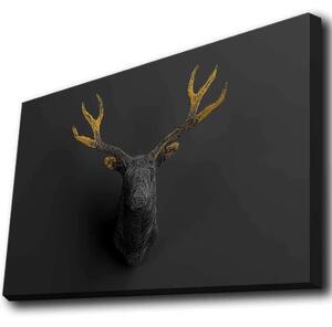 Πίνακας Καμβάς Με Φως Led 139LDG1125 70x45cm Black-Gold Wallity