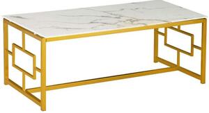 Τραπέζι Σαλονιού Eccento 029-000222 120x60x44cm Marble Effect White-Gold