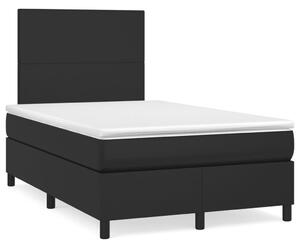 VidaXL Κρεβάτι Boxspring με Στρώμα&LED Μαύρο 120x190εκ.Συνθετικό Δέρμα