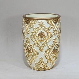 Βάζο Τσιμεντένιο 752-18047 13.5x13.5x17cm Creame-Gold Estheti Home