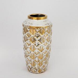 Βάζο Κεραμικό 752-20064 13x13x25cm White-Gold Estheti Home