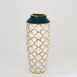 Βάζο Κεραμικό 752-20072 12.5x12.5x31cm Green-Gold Estheti Home