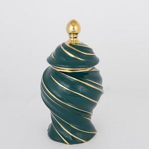 Βάζο Κεραμικό Με Καπάκι 752-2011217x30.5cm Green-Gold Estheti Home