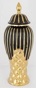 Βάζο Κεραμικό Με Καπάκι 752-20117 15.5x35cm Black-Gold Estheti Home