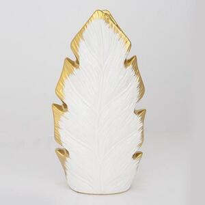 Βάζο Κεραμικό Σε Σχήμα Φύλλου 752-20088 18x7x35.5cm White-Gold Estheti Home