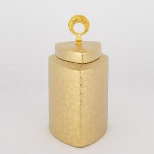 Βάζο Κεραμικό Με Καπάκι 752-20114 14.5x14.5x28cm Gold Estheti Home