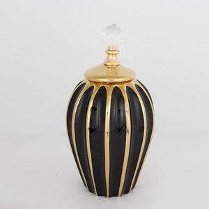 Βάζο Κεραμικό Με Καπάκι 752-20118 15x31cm Black-Gold Estheti Home