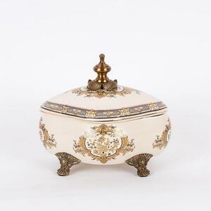 Φοντανιέρα Πορσελάνινη 752-21028  21.5x16x20cm White-Gold Estheti Home