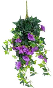 Τεχνητό Κρεμαστό Φυτό Morning Glory 21132 65cm Green-Purple GloboStar