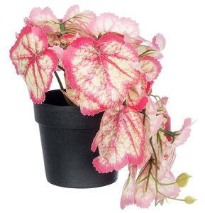 Τεχνητό Φυτό Σε Κασπώ Begonia 20948 Φ23x16cm Pink-White GloboStar