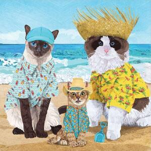 Χαρτοπετσέτα Cats‘ Beach Party (Σετ 20Τμχ) 125002632 25x25cm Multi Paperproducts Design