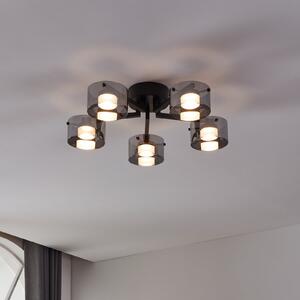 EGLO LED φωτιστικό οροφής Copillos, μαύρο Ø 66 cm γυαλί/μέταλλο 5 φτερά., ρυθμιζόμενος, Μαύρο, Σαλόνι / τραπεζαρία, Γυαλί, σύγχρονο, Οροφή πολλαπλής φλόγας