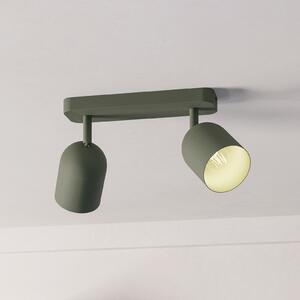 EGLO Προβολέας οροφής Tilston, σκούρο πράσινο, μήκος 28 cm, 2 φύλλα, χάλυβας, ρυθμιζόμενος, Πράσινο, Σαλόνι / τραπεζαρία, Μέταλλο, Οροφή πολλαπλής φλόγας