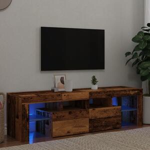 TV Cabinet with LED Lights Old Wood 140x36.5x40 cm Engineered Wood - Καφέ