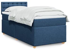 VidaXL Κρεβάτι Boxspring με Στρώμα Μπλε 90x190 εκ.Υφασμάτινο