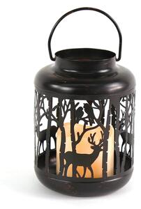 ^ "METAL BLACK REINDEER LANTERN" ΛΕΥΚΟ ΚΕΡΙ, 1 LED ΛΑΜΠ. ΜΠΑΤ. (3xAAA), WW,IP44, Φ12Χ18CM