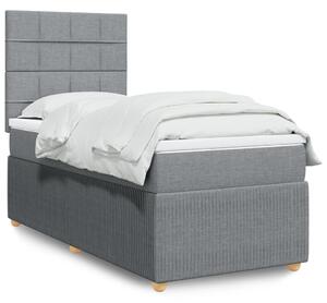 VidaXL Κρεβάτι Boxspring με Στρώμα Ανοιχτό Γκρι 90x190 εκ. Υφασμάτινο