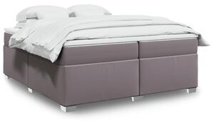 VidaXL Κρεβάτι Boxspring με Στρώμα Γκρι 200x200 εκ. Συνθετικό Δέρμα