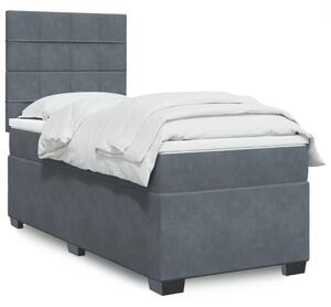 VidaXL Κρεβάτι Boxspring με Στρώμα Σκούρο Γκρι 90x190 εκ. Βελούδινο