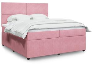 VidaXL Κρεβάτι Boxspring με Στρώμα Ροζ 200x200 εκ. Βελούδινο