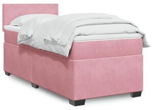 VidaXL Κρεβάτι Boxspring με Στρώμα Ροζ 100x200 εκ. Βελούδινο